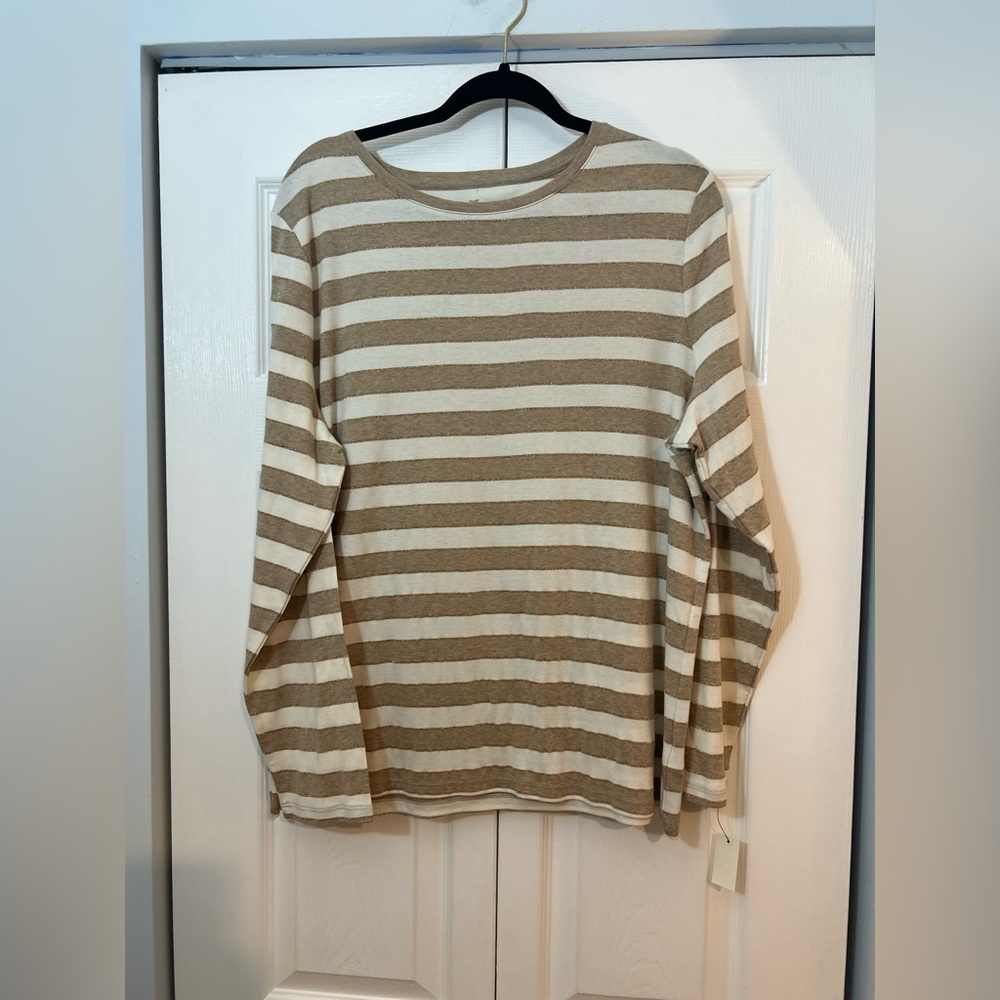 Talbots Metallic Stripe Long Sleeve Top Women’s Plus Size 2X - Picture 4 of 8